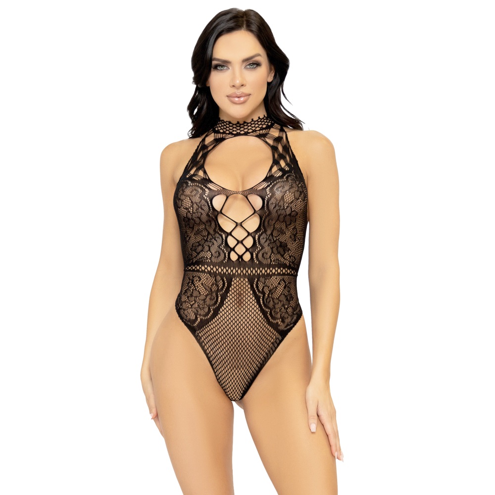 Leg Avenue - Net Lace Keyhole Body - Schwarz
